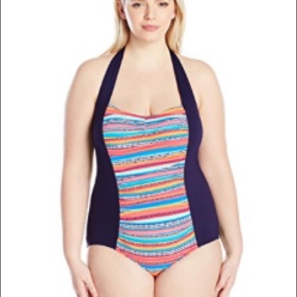 Anne cole halter one piece swimsuit plus size 16w - Picture 1 of 3